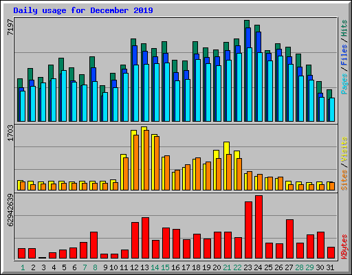 Daily usage for December 2019