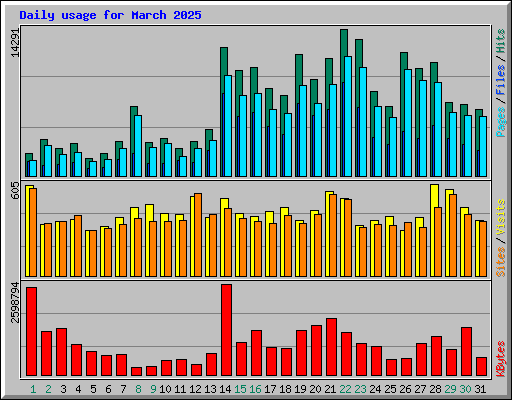 Daily usage for March 2025